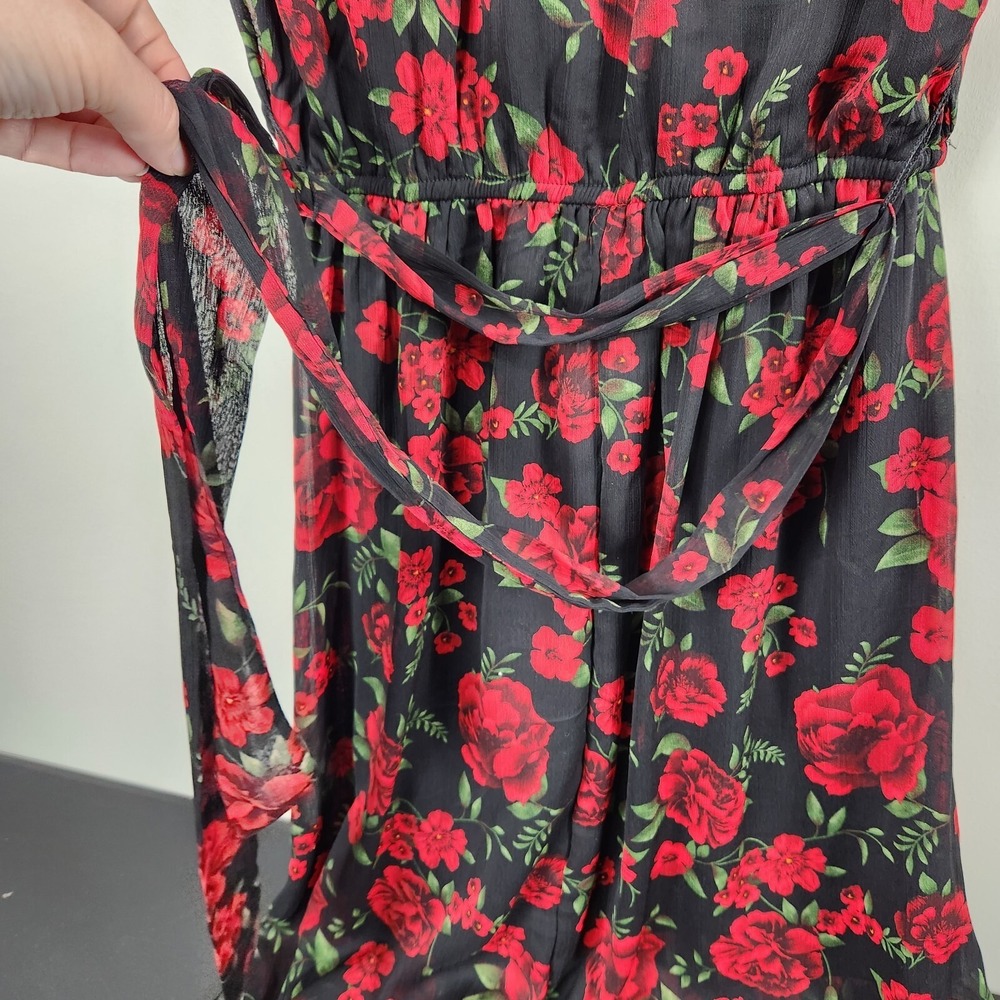 Disney Coco Dress Floral Small Character Unique Womens Black Red Floral Maxi - Picture 3 of 10